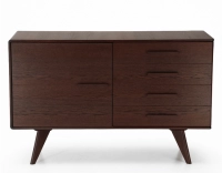 Buffet 2 portes en chêne bois teinte marron foncé