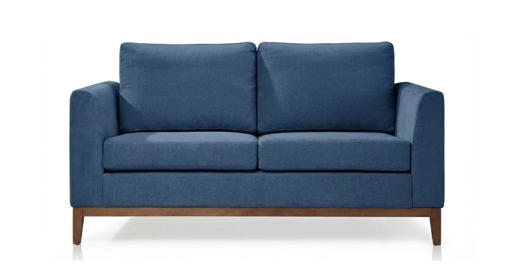 Canapé design 2 places tissu bleu jean