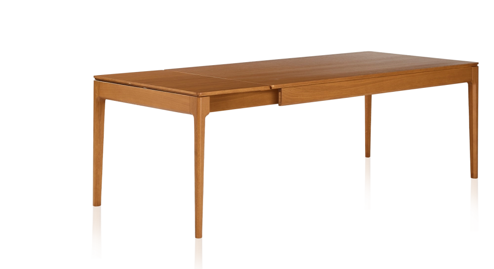 Table extensible en chêne 8 à 12 personnes avec plateau et allonges bois teinte merisier 180x100 cm