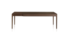 Mesa extensible de 8 a 14 personas de roble con tablero y extensiones de madera en tono marrón oscuro 210x100 cm