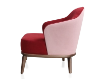 Sillón de diseño tejido burdeos y rosa empolvado