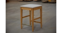 Taburete de bar de diseño H65 cm madera tinte natural asiento tejido beige natural