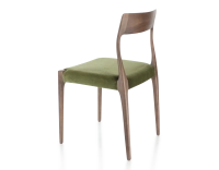Silla escandinava madera tinte marrón oscuro asiento tejido verde oliva