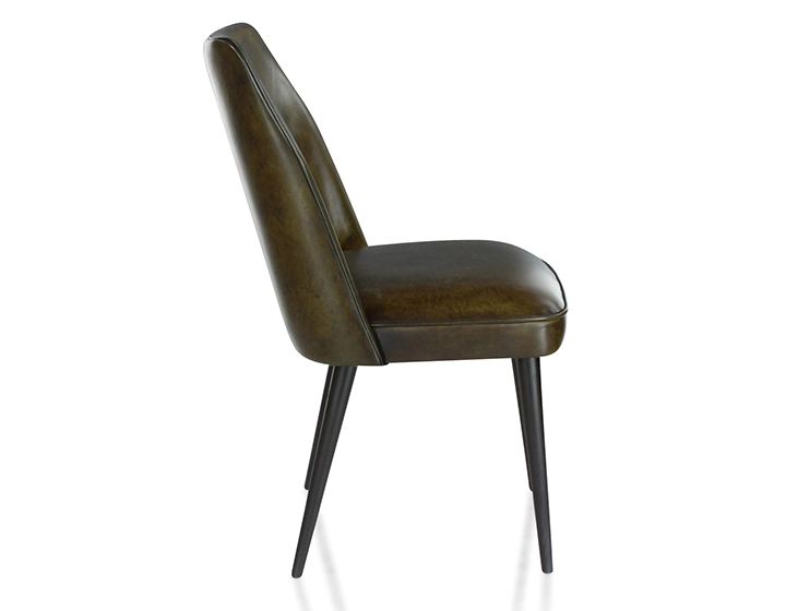 Chaise vintage cuir vert olive