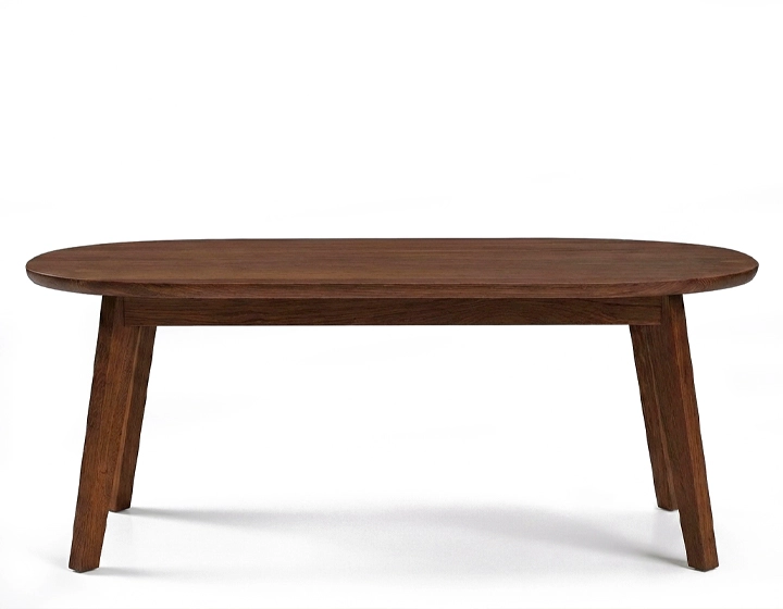 Table basse ovale en chêne teinte marron foncé 100x60 cm