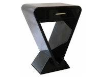Table de chevet art déco bois teinte noire laquée