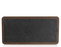 Rectangular coffee table in oak and ceramic with dark brown stained wood and slate effect ceramic top 100x50 cm