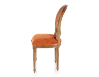 Silla antigua estilo Luis XVI madera con tinte envejecido y tejido de terciopelo terracota