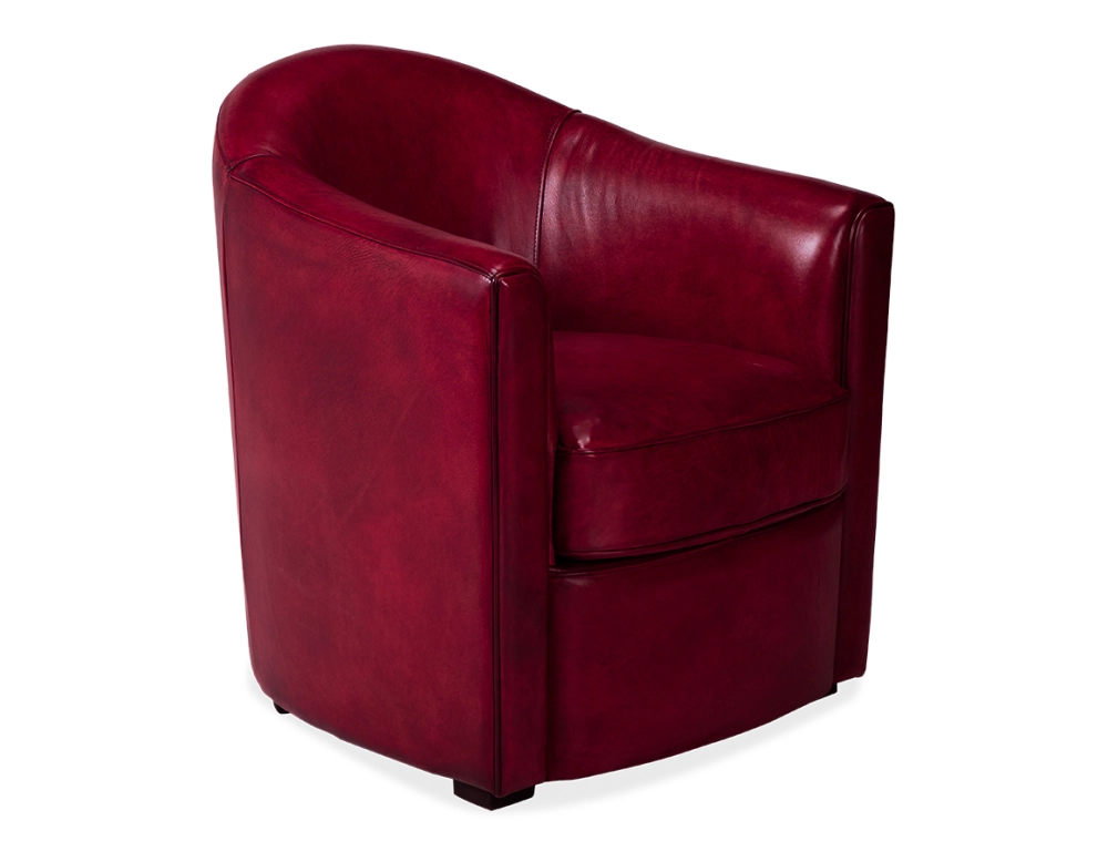 Sillón club de piel rojo carmín