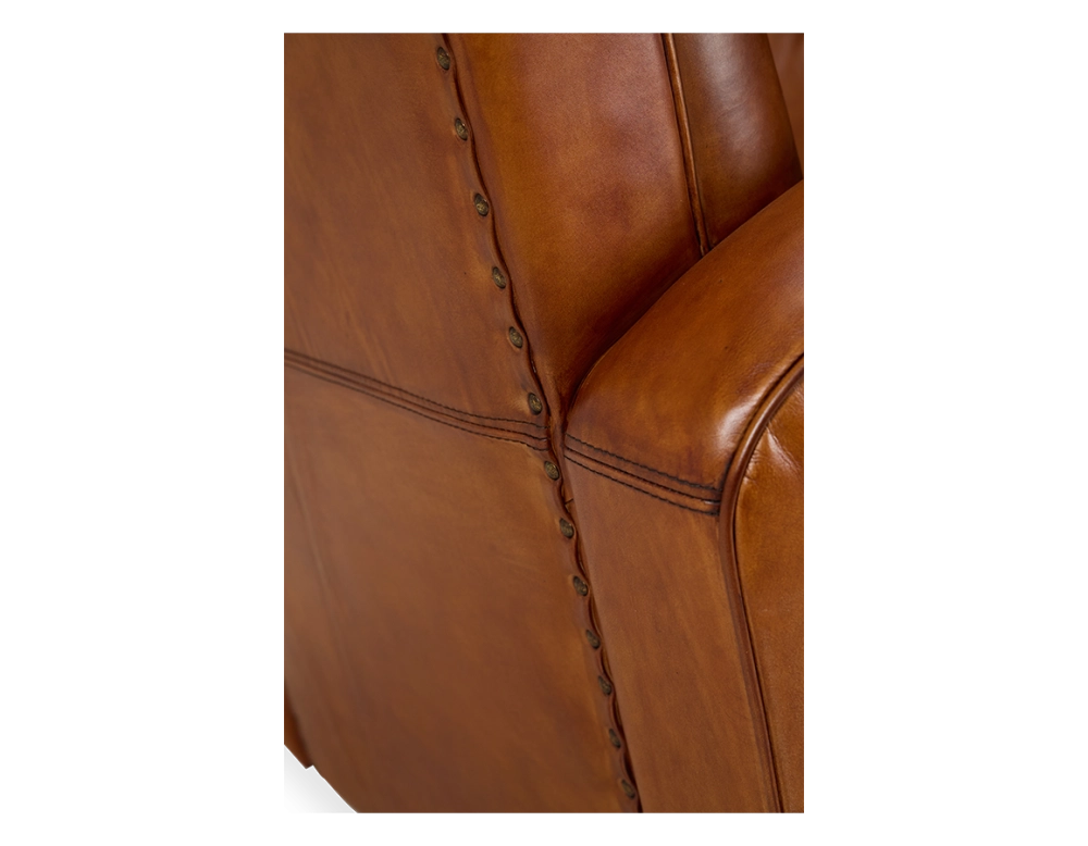Leather club armchair light brown
