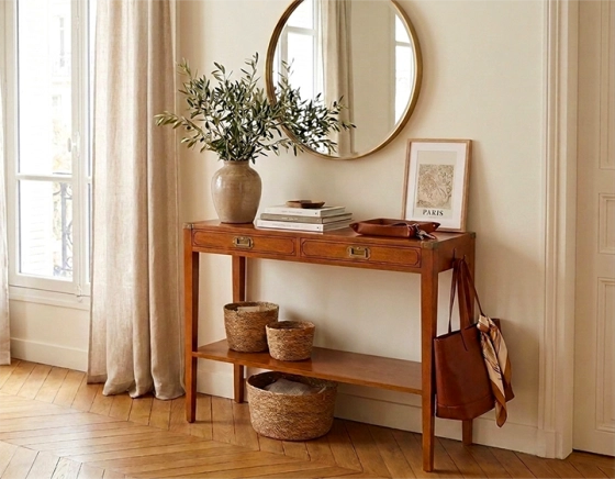 Console marine bois teinte merisier