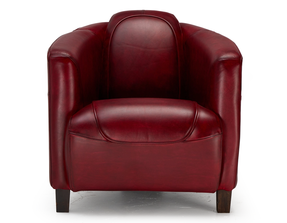 Fauteuil club cuir rouge carmin