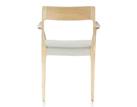 Chaise scandinave avec accoudoirs bois teinte naturelle assise tissu beige naturel