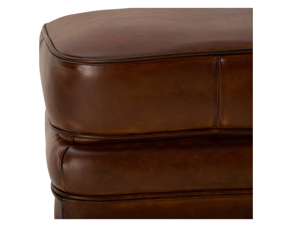 Pouf cuir marron vintage