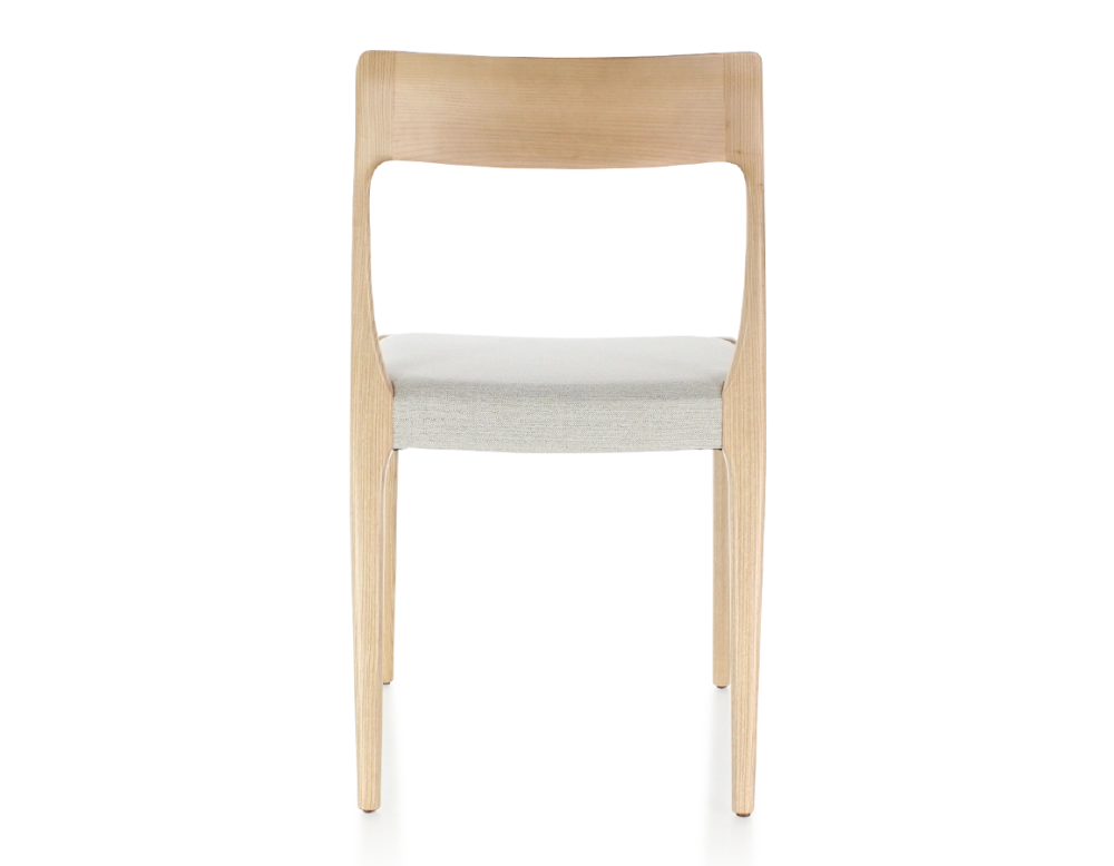 Chaise scandinave bois teinte naturelle assise tissu beige naturel