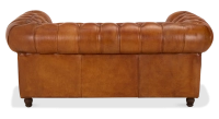 Canapé Chesterfield cuir 2 places marron clair accoudoirs cloutés