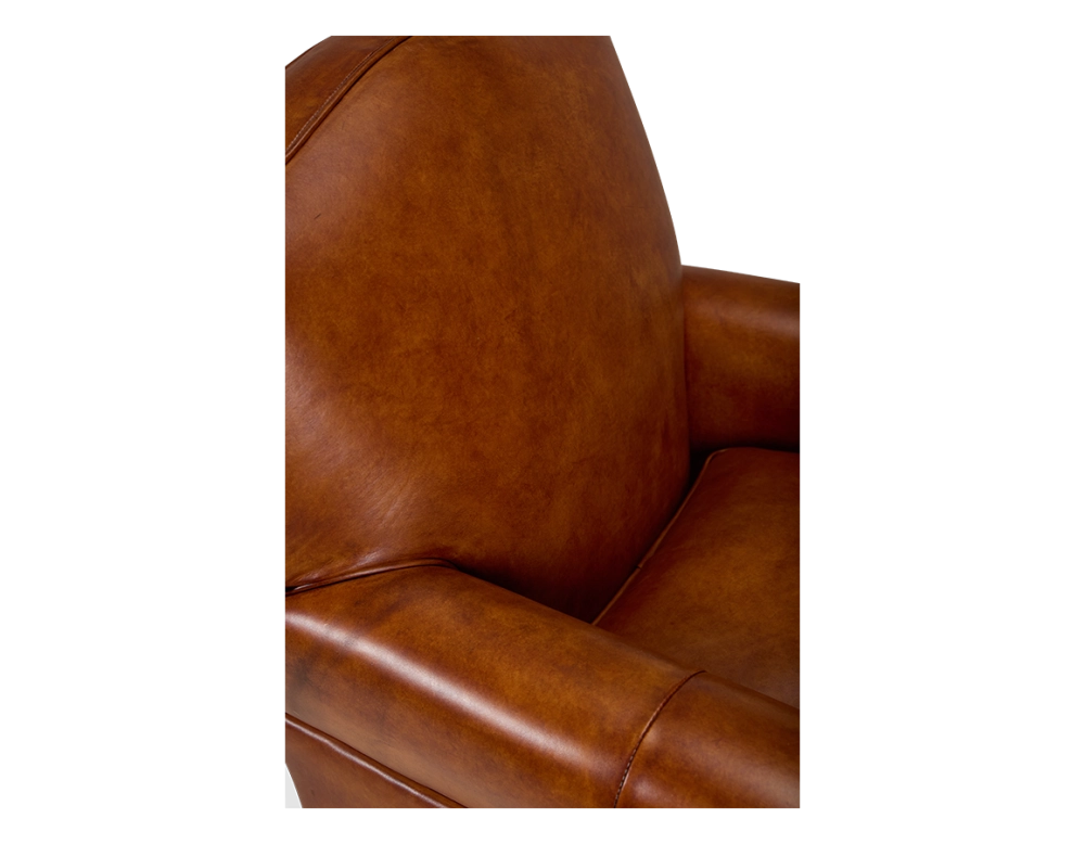 Fauteuil club cuir marron clair