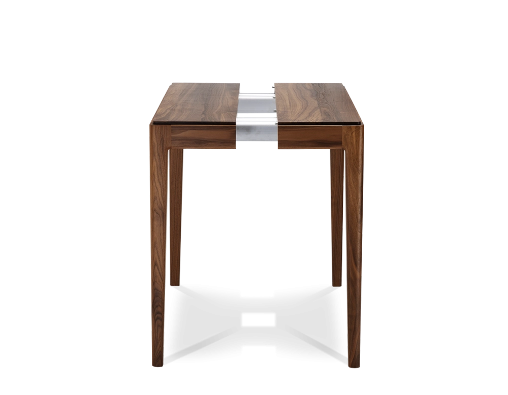 Console extensible en noyer avec 2 allonges teinte naturelle 100x50 cm