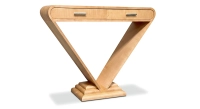 Console art déco double tiroirs bois teinte naturelle