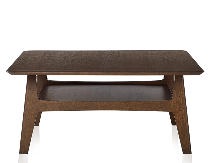 Mesa de centro cuadrada de roble teinte marron foncé 100x100 cm 100x100 cm