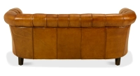 Canapé Chesterfield cuir 2 places cognac accoudoirs cloutés