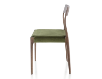 Silla escandinava madera tinte marrón oscuro asiento tejido verde oliva
