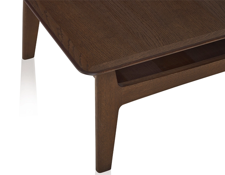 Mesa de centro cuadrada de roble teinte marron foncé 100x100 cm 100x100 cm