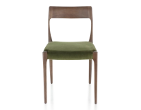 Silla escandinava madera tinte marrón oscuro asiento tejido verde oliva