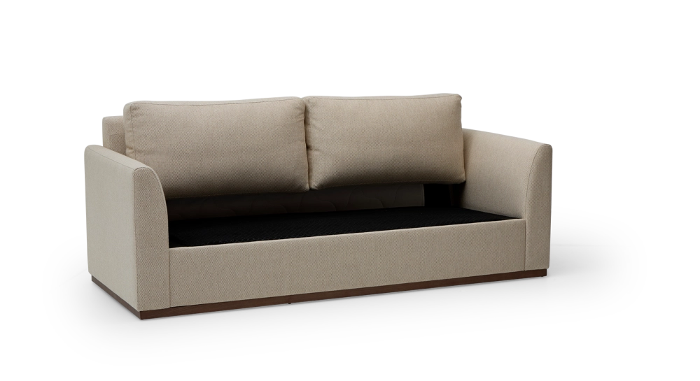 Canapé convertible 3 places tissus chiné beige