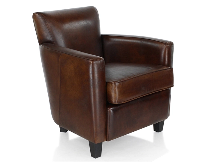 Fauteuil club cuir marron soutenu