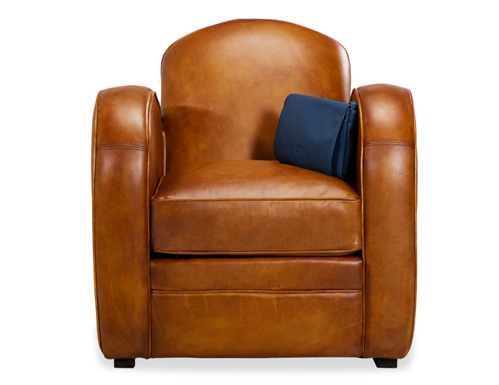 Fauteuil club cuir cognac