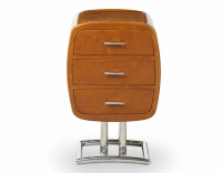 Table de chevet art déco métal et bois teinte merisier