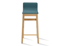 Tabouret de bar en chêne H60 cm bois teinte naturelle assise tissu bleu océan