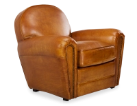 Leather club armchair cognac studded armrests