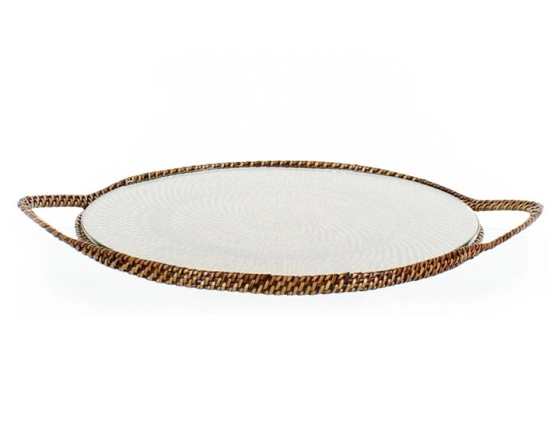 Plateau a fromage rond en fleur de rotin