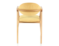 Chaise design avec accoudoirs bois teinte naturelle et tissu jaune