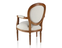 Fauteuil ancien style Louis XVI bois teinte ancienne et tissu beige naturel