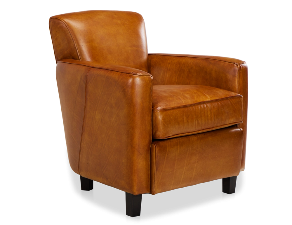 Leather club armchair cognac