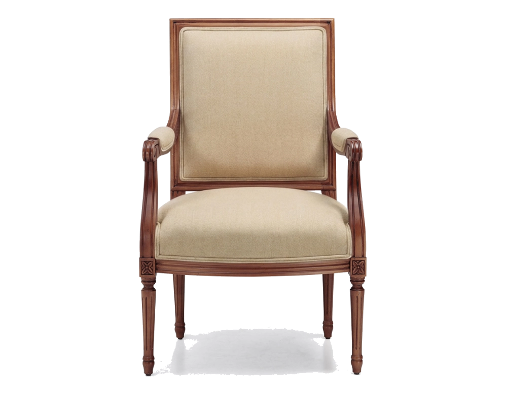 Fauteuil ancien style Louis XVI bois teinte ancienne et tissu crème