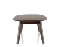 Table basse ovale en chêne et céramique avec bois teinte marron foncé plateau céramique brun oxydé 100x60 cm