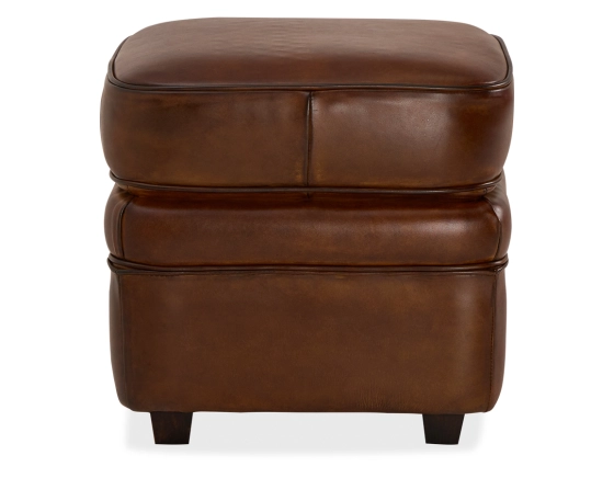Pouf cuir marron vintage