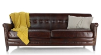 3 seater leather club sofa dark brown