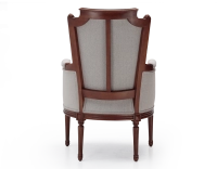 Fauteuil bergère style Louis XVI bois teinte ancienne et tissu beige naturel