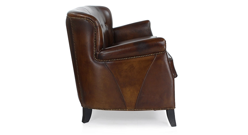 2 seater leather club sofa dark brown