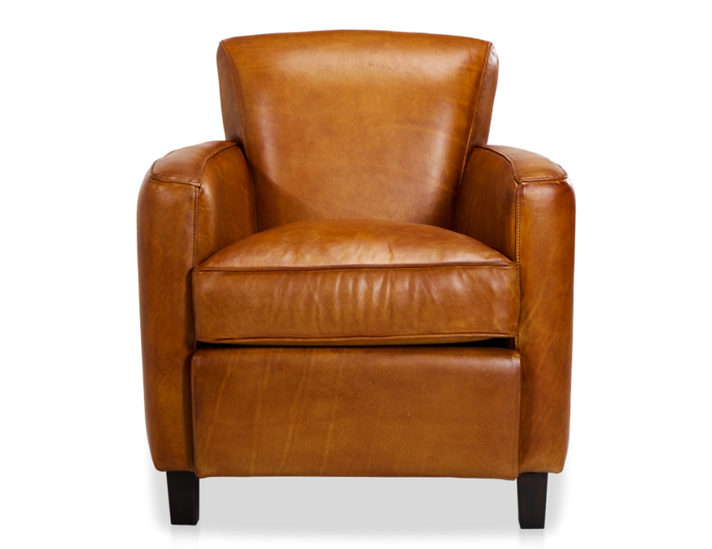 Leather club armchair cognac