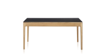 Table salle à manger en chêne et céramique 8 personnes avec bois teinte naturelle et plateau céramique noir unie 180x100 cm