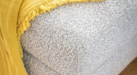 Canapé d'angle méridienne gauche 4 places tissu bouclé taupe clair (MG - 2D)