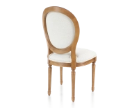 Chaise ancienne style Louis XVI bois teinte ancienne et tissu beige naturel