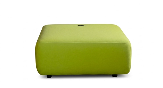 Pouf en tissu vert anis