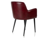 Chaise vintage avec accoudoirs cuir rouge carmin